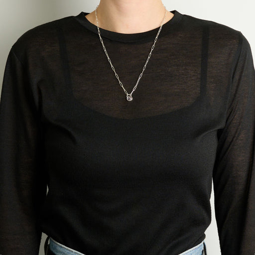 4月誕生石モルガナイトのシルバーネックレス