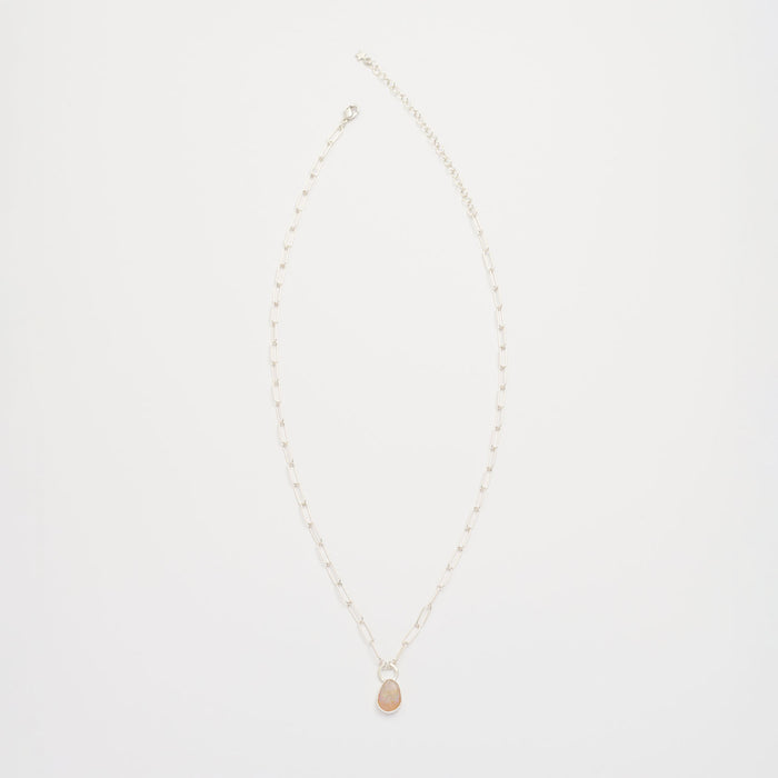 10月誕生石オパールのシルバーネックレス