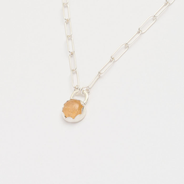 10月誕生石オパールのシルバーネックレス