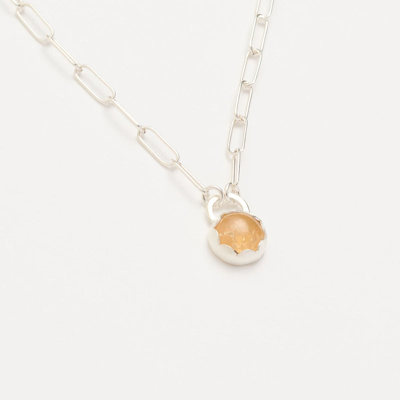 10月誕生石オパールのシルバーネックレス