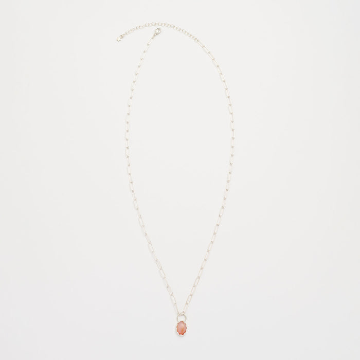 10月誕生石オパールのシルバーネックレス