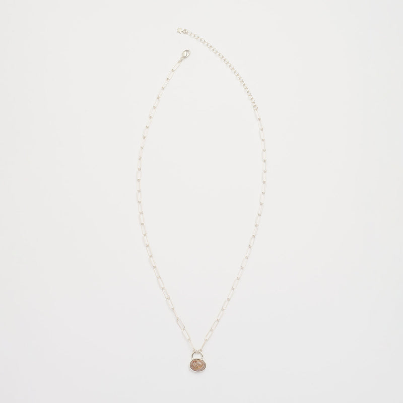 10月誕生石オパールのシルバーネックレス