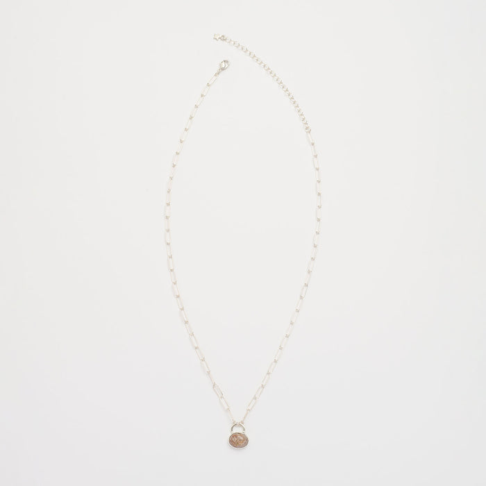 10月誕生石オパールのシルバーネックレス