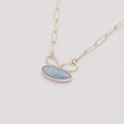 10月誕生石オパールのシルバーネックレス
