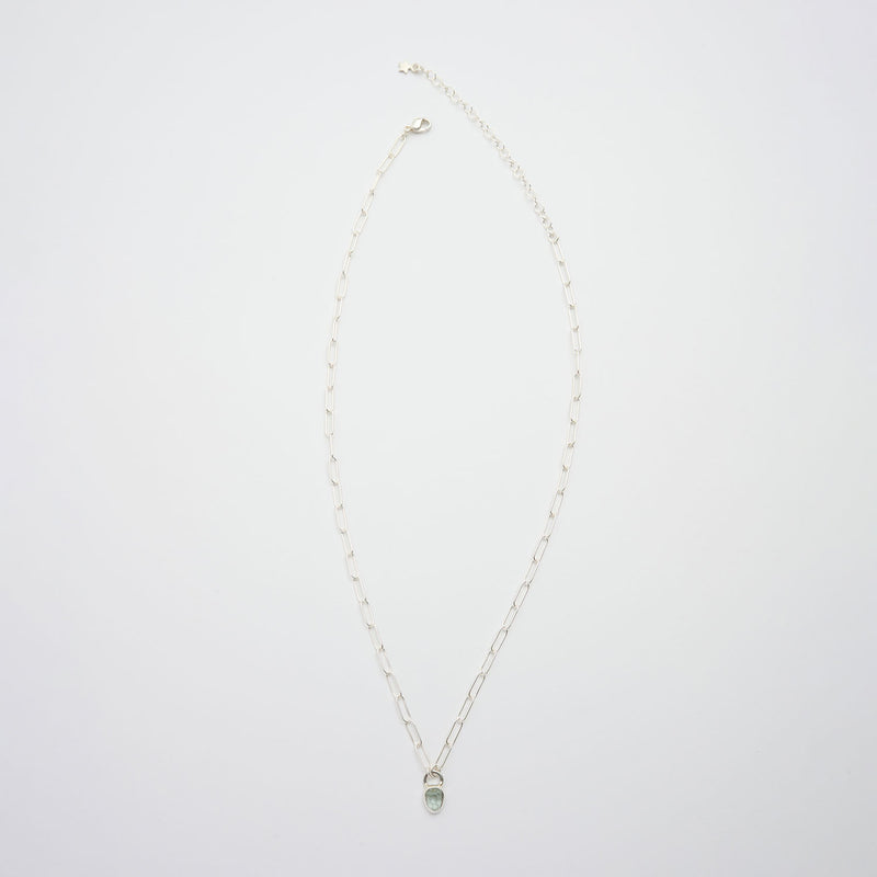 3月誕生石アクアマリンのシルバーネックレス