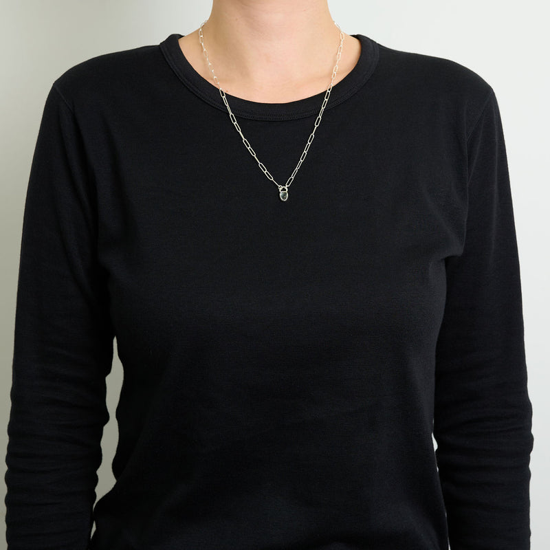 3月誕生石アクアマリンのシルバーネックレス