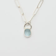 3月誕生石アクアマリンのシルバーネックレス