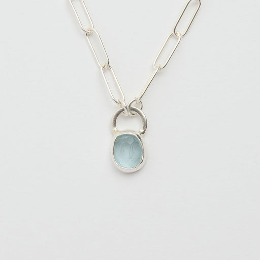 3月誕生石アクアマリンのシルバーネックレス