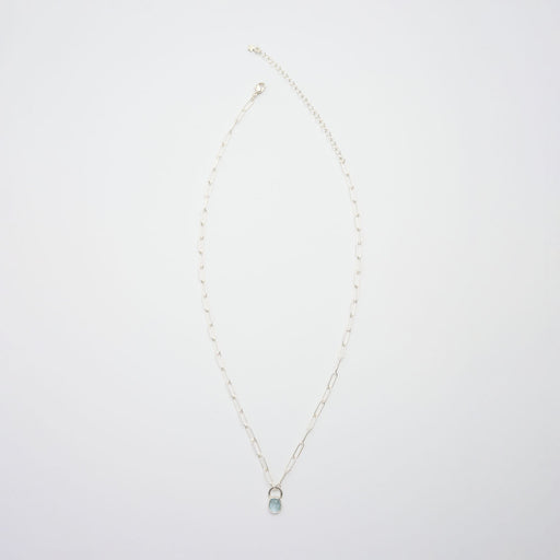 3月誕生石アクアマリンのシルバーネックレス