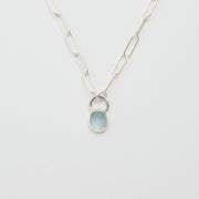 3月誕生石アクアマリンのシルバーネックレス