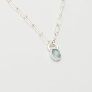 3月誕生石アクアマリンのシルバーネックレス