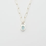 3月誕生石アクアマリンのシルバーネックレス