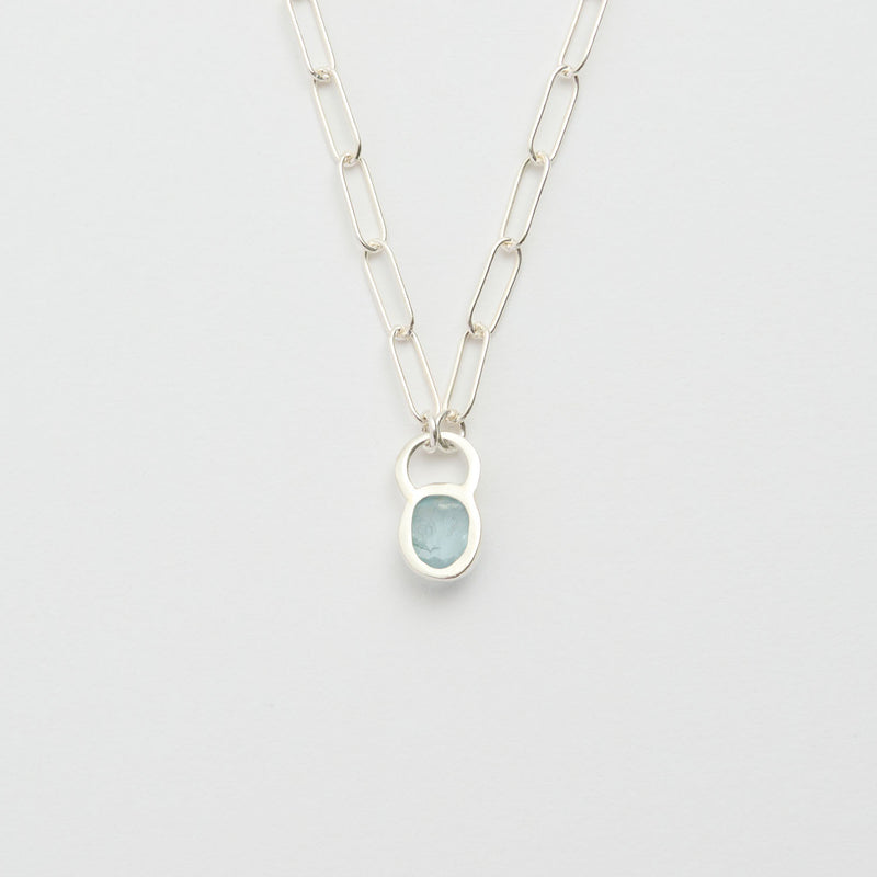 3月誕生石アクアマリンのシルバーネックレス