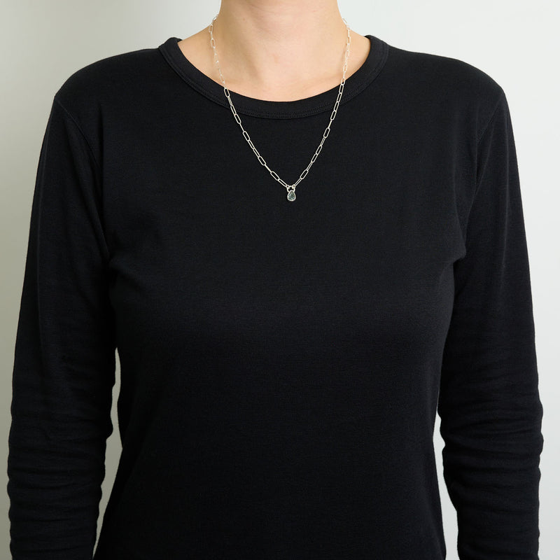 3月誕生石アクアマリンのシルバーネックレス