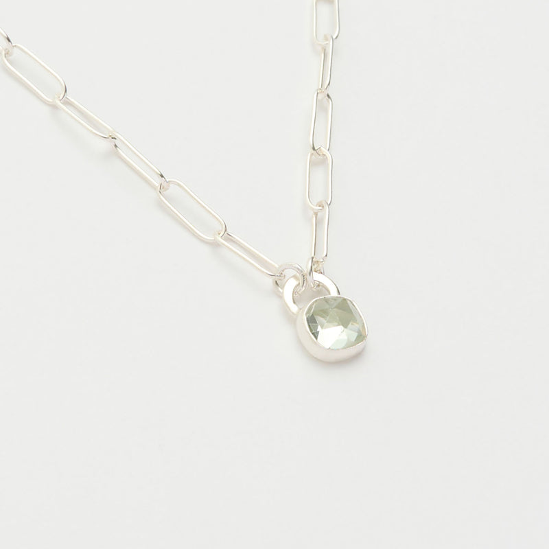 3月誕生石アクアマリンのシルバーネックレス
