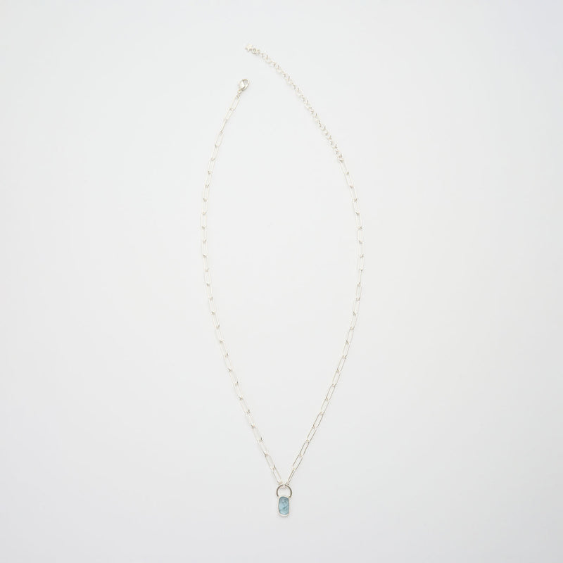3月誕生石アクアマリンのシルバーネックレス