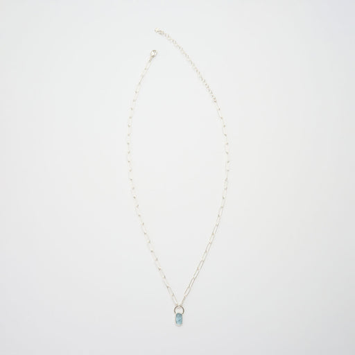 3月誕生石アクアマリンのシルバーネックレス