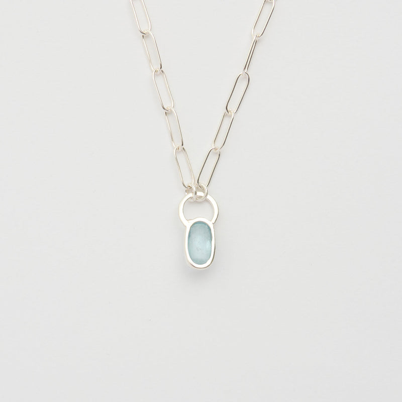 3月誕生石アクアマリンのシルバーネックレス