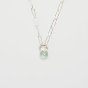 3月誕生石アクアマリンのシルバーネックレス