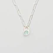 3月誕生石アクアマリンのシルバーネックレス