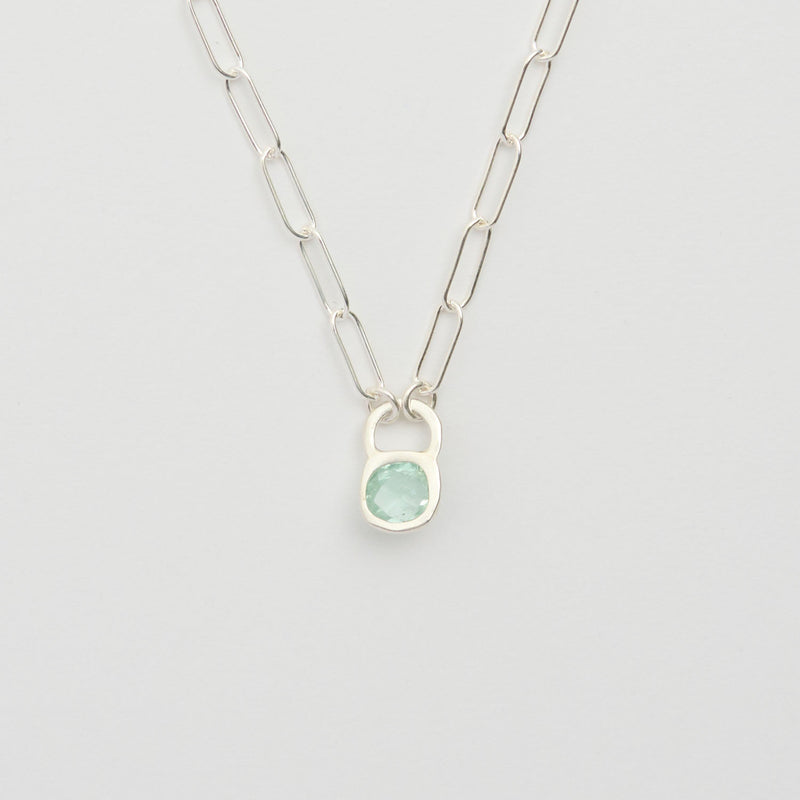 3月誕生石アクアマリンのシルバーネックレス