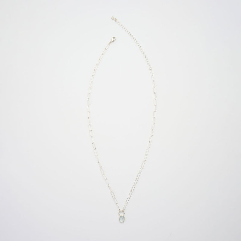 3月誕生石アクアマリンのシルバーネックレス