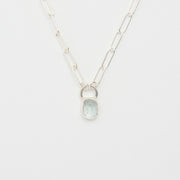 3月誕生石アクアマリンのシルバーネックレス