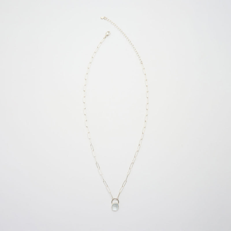 3月誕生石アクアマリンのシルバーネックレス