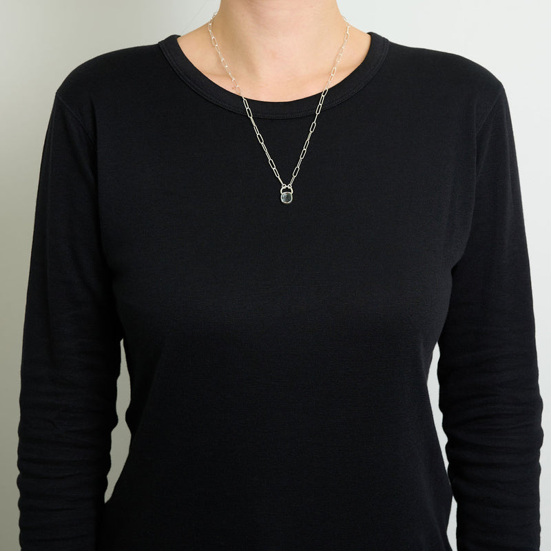 3月誕生石アクアマリンのシルバーネックレス