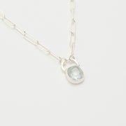 3月誕生石アクアマリンのシルバーネックレス