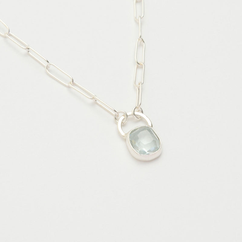 3月誕生石アクアマリンのシルバーネックレス