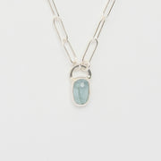 3月誕生石アクアマリンのシルバーネックレス