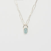 3月誕生石アクアマリンのシルバーネックレス