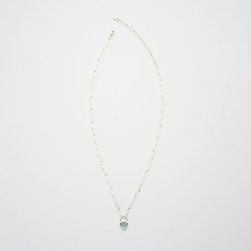 3月誕生石アクアマリンのシルバーネックレス