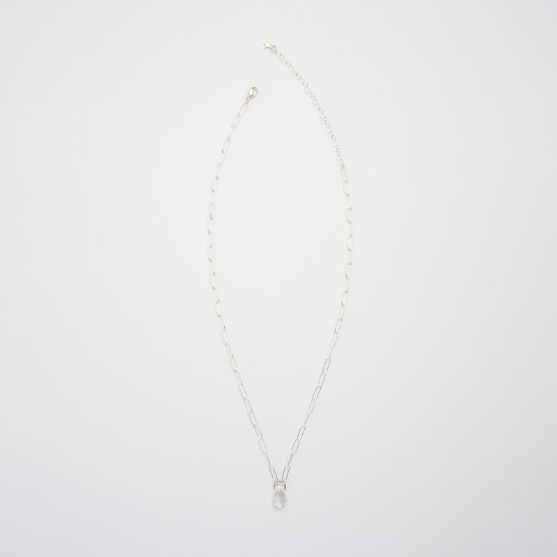 3月誕生石アクアマリンのシルバーネックレス