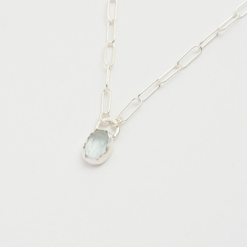 3月誕生石アクアマリンのシルバーネックレス