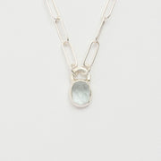 3月誕生石アクアマリンのシルバーネックレス