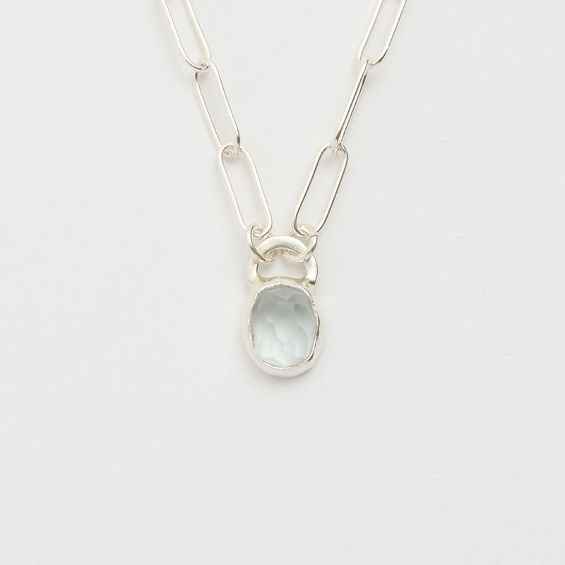 3月誕生石アクアマリンのシルバーネックレス