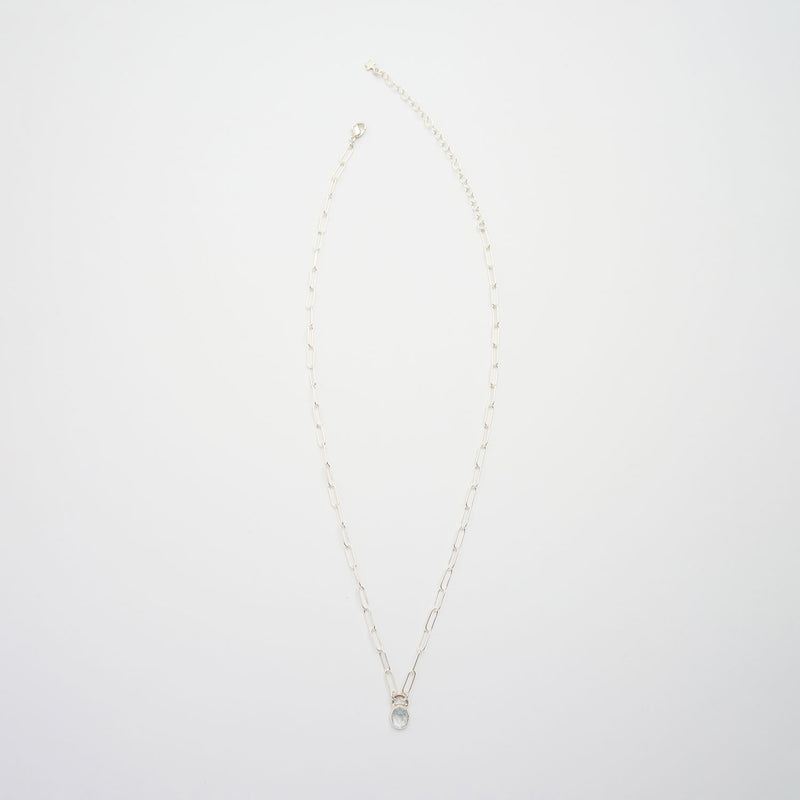 3月誕生石アクアマリンのシルバーネックレス