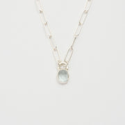 3月誕生石アクアマリンのシルバーネックレス