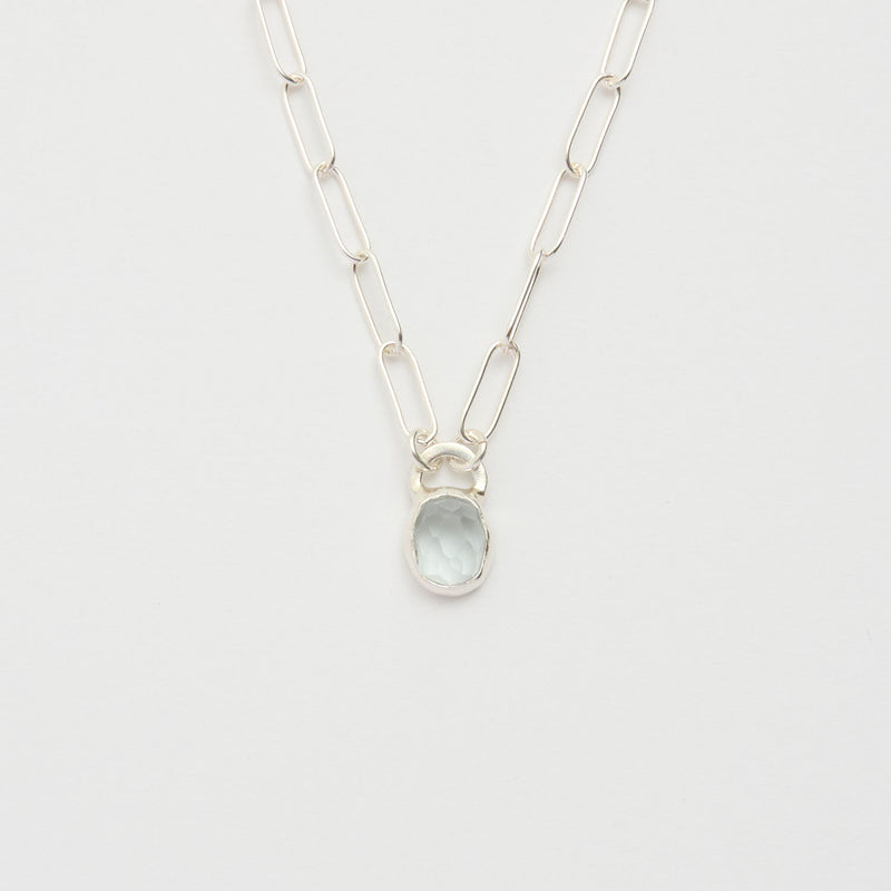 3月誕生石アクアマリンのシルバーネックレス