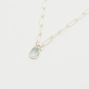 3月誕生石アクアマリンのシルバーネックレス