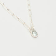 3月誕生石アクアマリンのシルバーネックレス