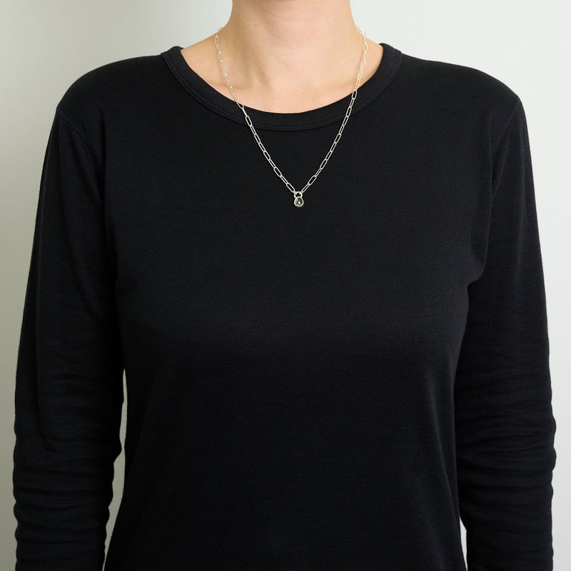 3月誕生石アクアマリンのシルバーネックレス