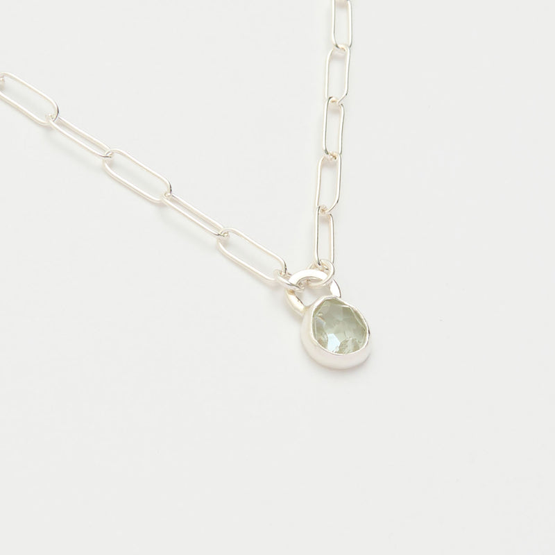 3月誕生石アクアマリンのシルバーネックレス