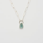 3月誕生石アクアマリンのシルバーネックレス