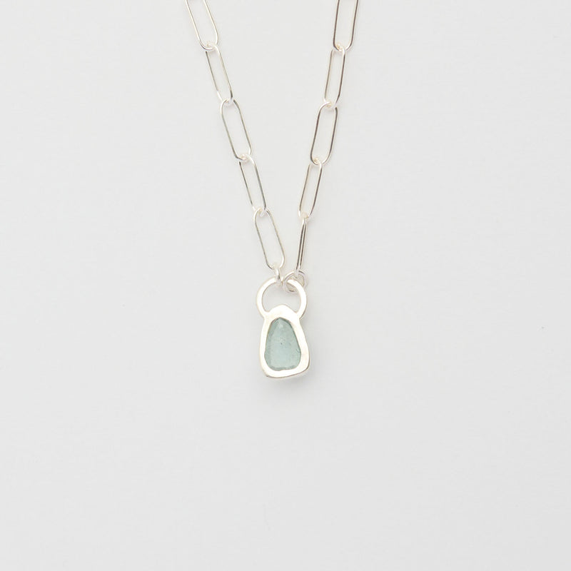 3月誕生石アクアマリンのシルバーネックレス