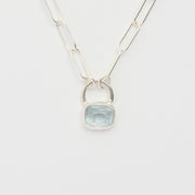 3月誕生石アクアマリンのシルバーネックレス