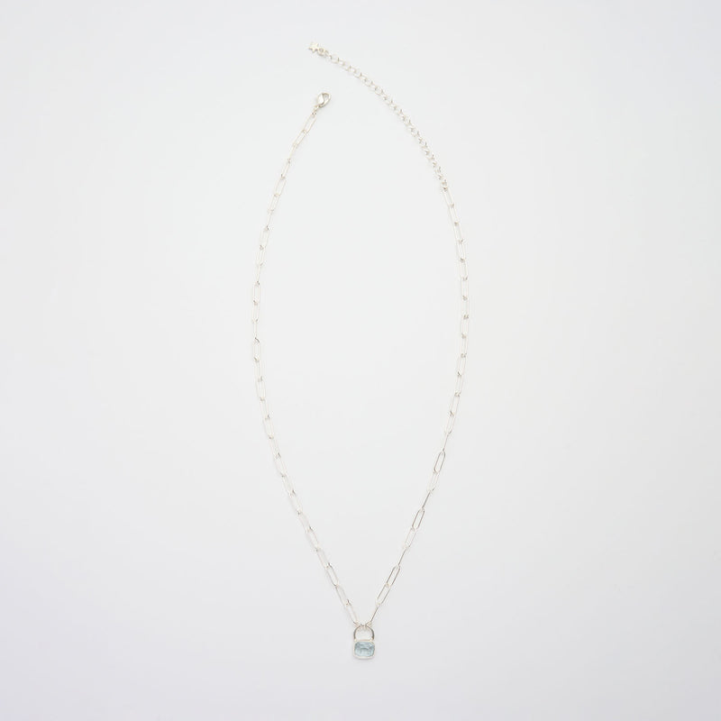 3月誕生石アクアマリンのシルバーネックレス