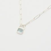 3月誕生石アクアマリンのシルバーネックレス